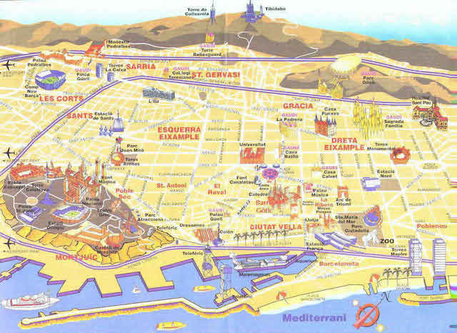 Mapa turístico de Barcelona